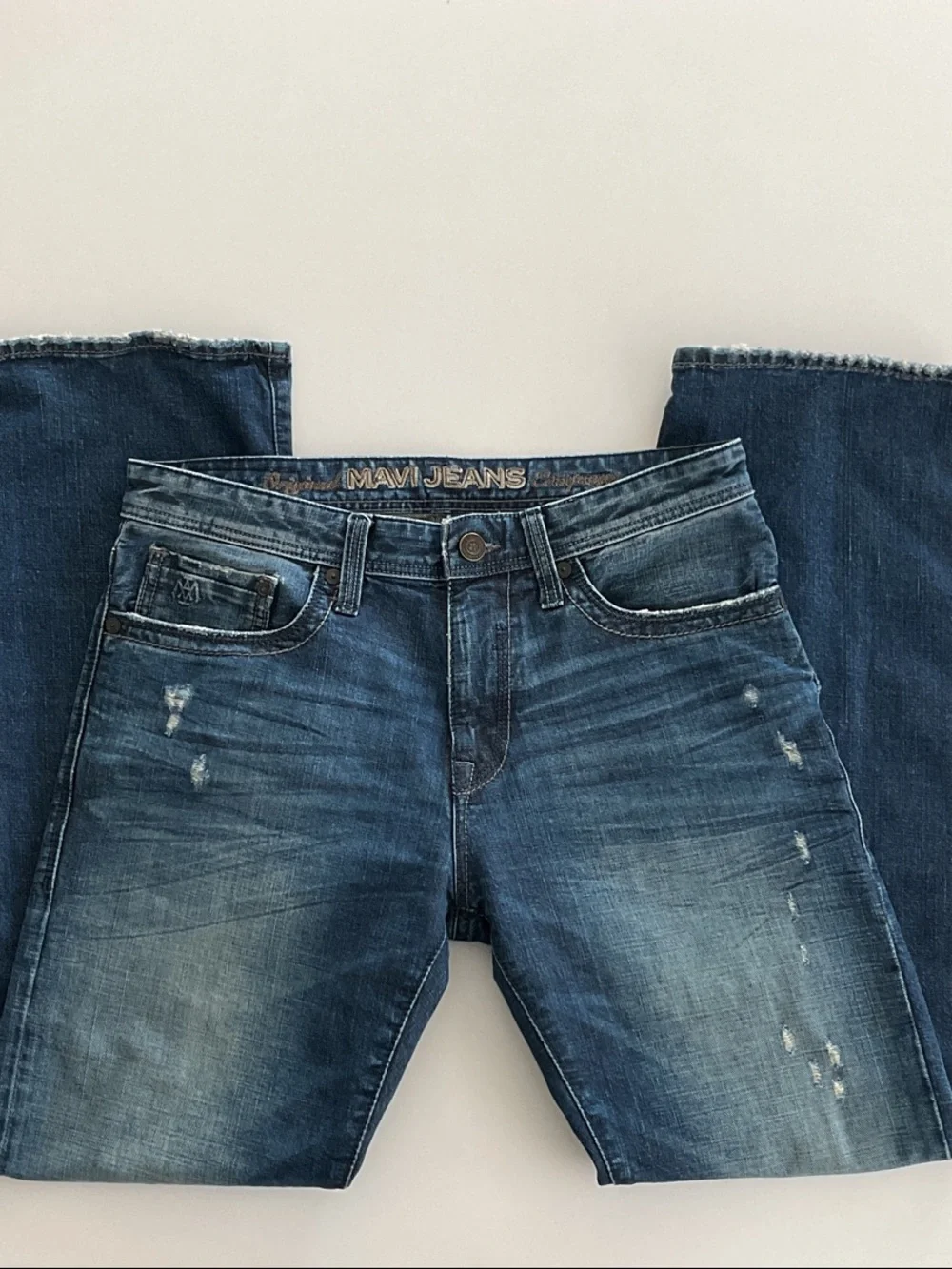 Mavi Men’s Faded Blue Distressed Jeans | JOSH regular – rise, boot cut 32 x 32